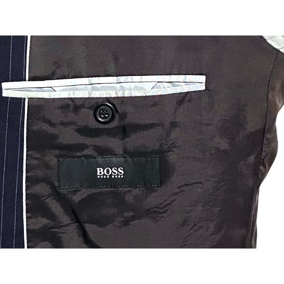 Boss Hugo Boss Suit Jacket Blazer Super 120s The Jam Sharp Blue Italian Wool 40R - Picture 11 of 15
